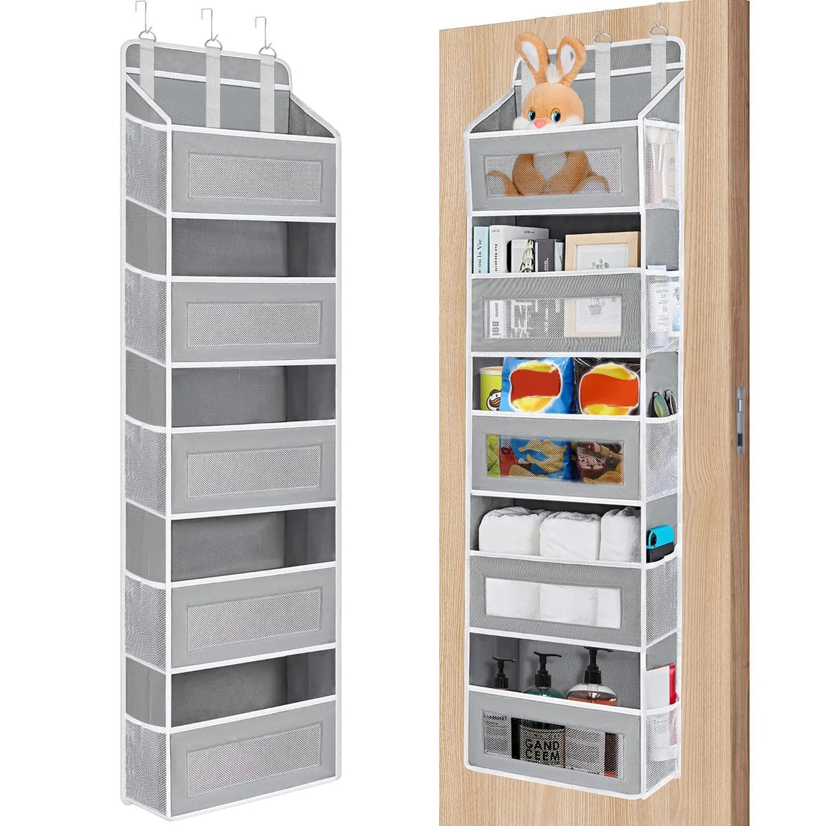 Over The Door Space Saving Organizer - 6-Tier Hangable Storage Organization with 6 Large Pockets, Mesh Side Pockets, Anti-Tilt Design, 44 lb Capacity, Shelves, Apartment Accessories for Bedroom, Kitchen,#SummerWins #DealsForYouDays