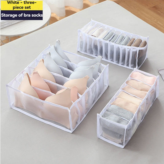 Multi-Grid Underwear Storage Organizer Foldable Closet Drawer Divider Box for Socks Bras and Scarves Durable Plastic Frame Storage Bin for Bedroom and Dormitory