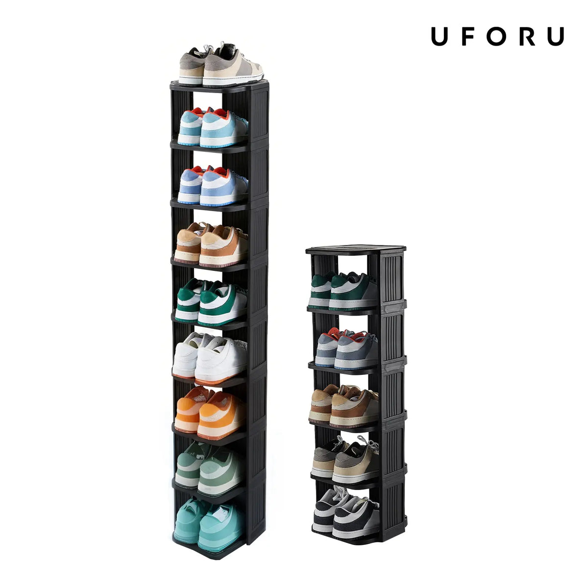 UFORU Small shoe rack, 6/9-layer plastic vertical shoe rack for small spaces, Footwear Organization,shoe rack,shoe cabinet storage,dorm room inspo,college dorm essentials,dorm haul