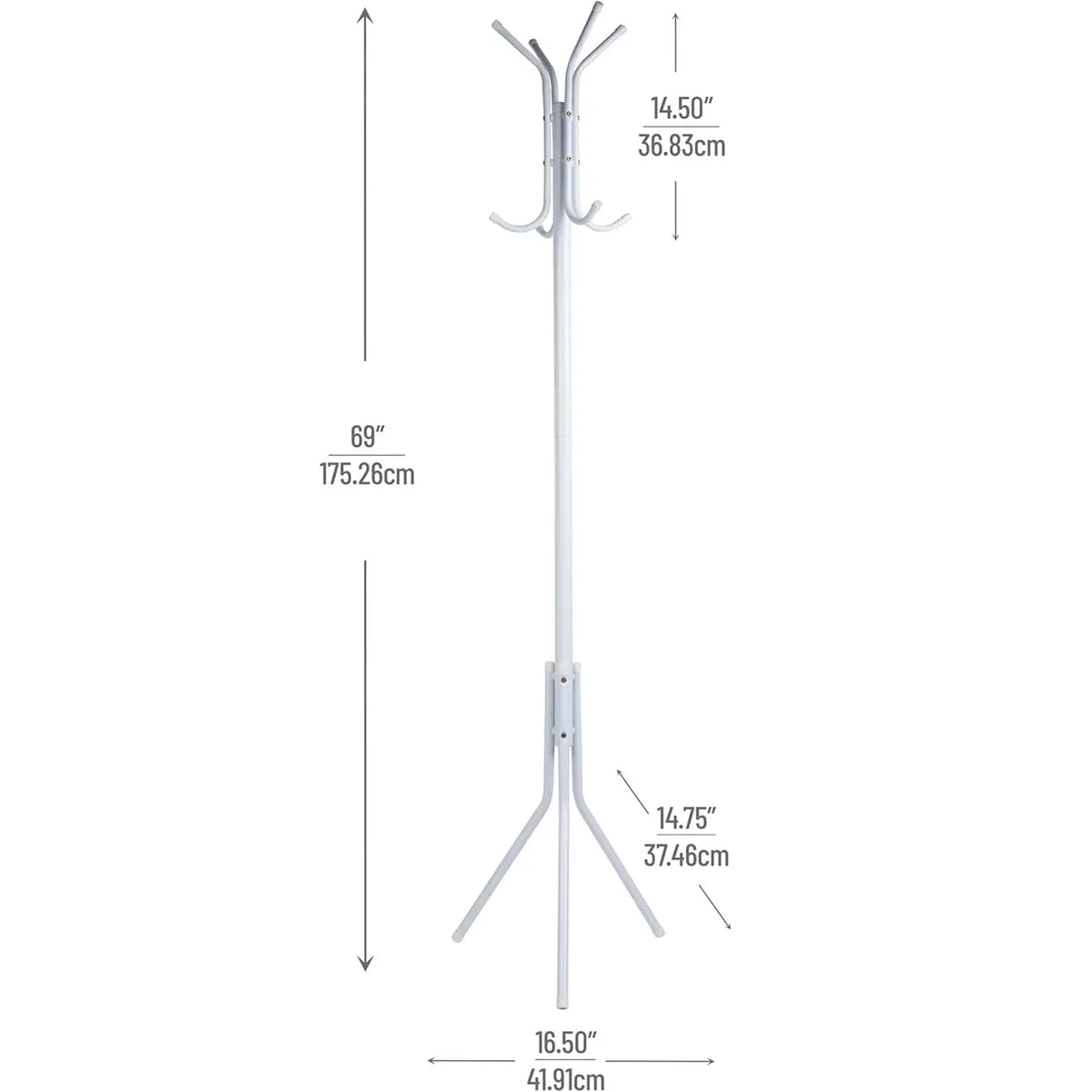 12-Hook Freestanding Clothes Rack - Modernist Look Stainless Steel Floor Standing Stand-Alone Coat Rack, Indoor Furniture Home Organizer for Coats, Hats, Jackets & Purses, Stainless Steel Coat Racks