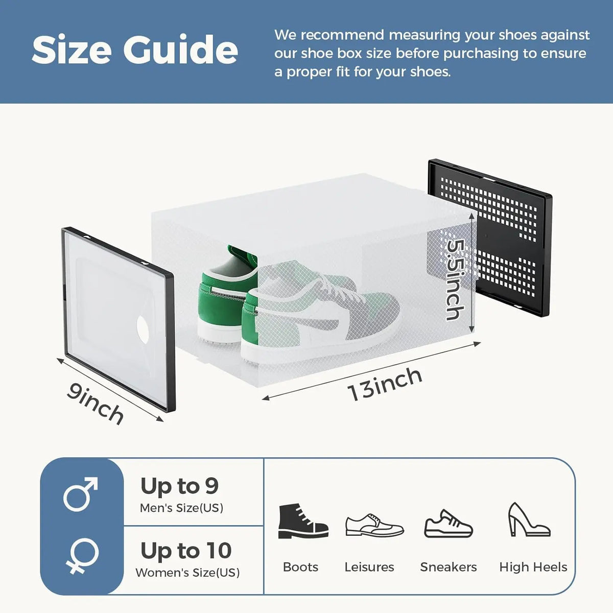 Sweetcrispy 12-Pack High-Grade PE Plastic Configurable Shoe Storage Boxes - Stackable, High-Capacity Closet Organizers with Lids, Easy-Clean Plastic Surface, Breathable Airflow Keeps Fresh, Great for Entryway Shoe Sorting, Wedges, Flip-Flops