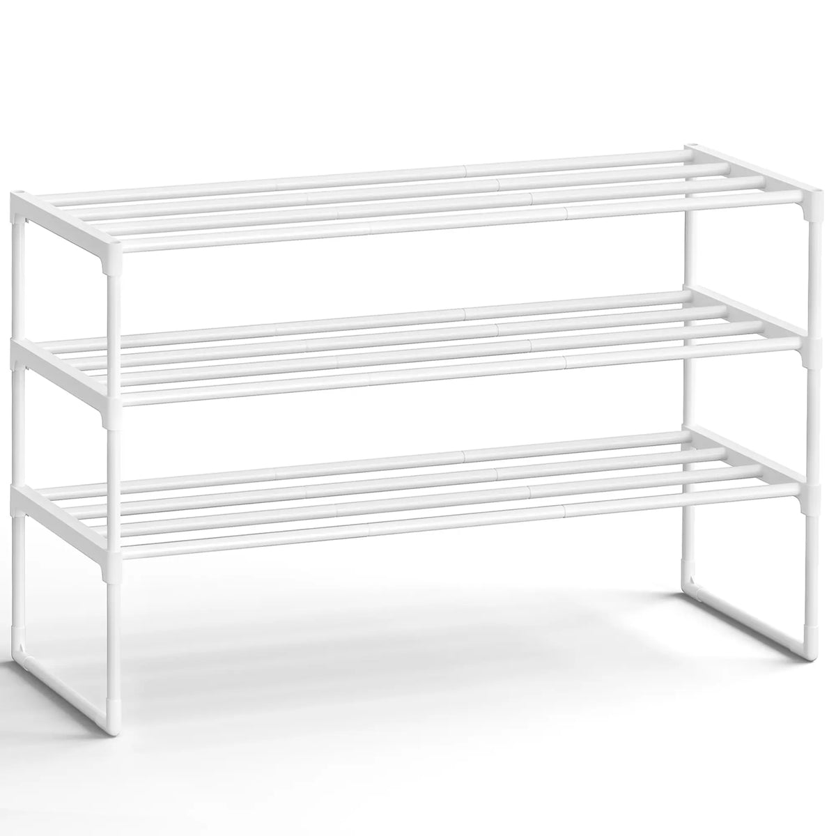 SONGMICS 3-Tier Stackable Vertical Metal Shoe Rack - Single Unit Home Accessory, Upright/Inverted Entryway Furniture, 16-20 Pair Storage, Room Storage Organizer, Apartment Accessories, 11.8x36.2x21.7 in