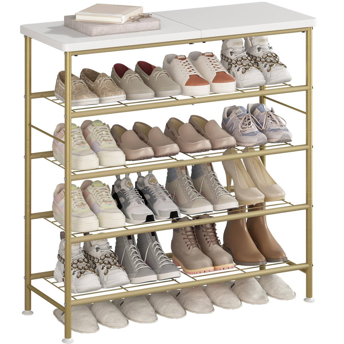 4-Tier 5-Tier 6-Tier Metal Shoe Rack Organizer, Decorations For Home, 28.15" / 35.82" / 45.3" Large Stable Stackable Shoe Tower, Room Decor, Suitable For Entrance Wardrobes, Bedroom Garages, Space Saving