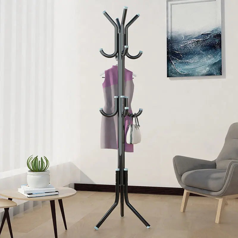 Carbon Steel 12-Hook Freestanding Coat Rack , 3-Tier Space Saver Home Accessory for Entryway Coats, Jackets, Purses, Hats