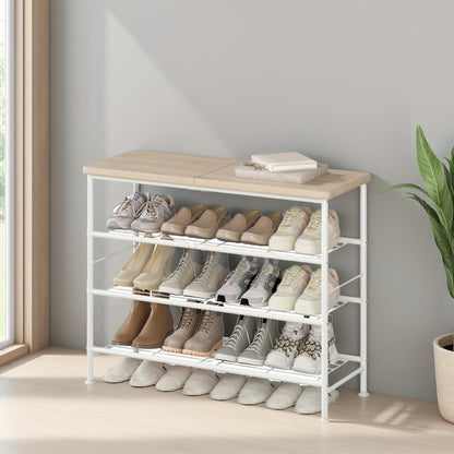 4-Tier 5-Tier 6-Tier Metal Shoe Rack Organizer, Decorations For Home, 28.15" / 35.82" / 45.3" Large Stable Stackable Shoe Tower, Room Decor, Suitable For Entrance Wardrobes, Bedroom Garages, Space Saving