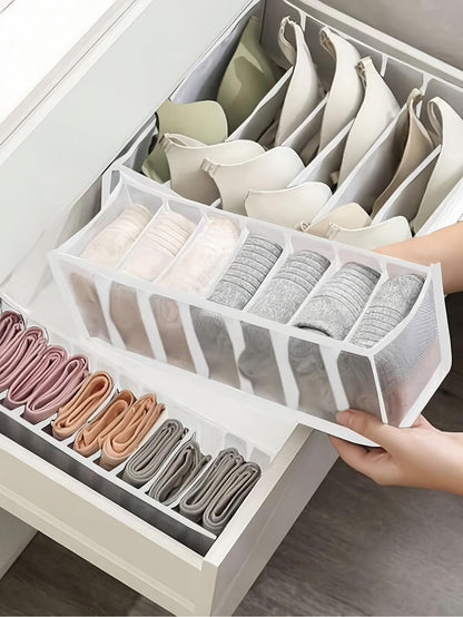 [Underwear Organizer Set] 6pcs Multi-Grid Underwear Organizer Set, Mesh Drawer Dividers for Bras, Panties & Socks, Foldable Visible Storage Boxes, Closet Organizers for Neat Bedroom