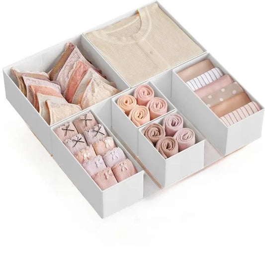 6PCS/12PCS Drawer Organizer, Closet Dresser Drawer Organizers, Foldable Fabric Storage Bins for Clothes, Socks, Underwear, Ties, Scarves