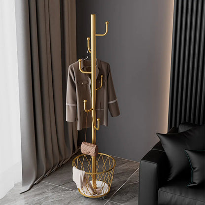 Rolling Clothes Rack with Storage Baskets & Wheels | Mobile Space Saving Garment Organizer | Freestanding Coat Rack Freestanding