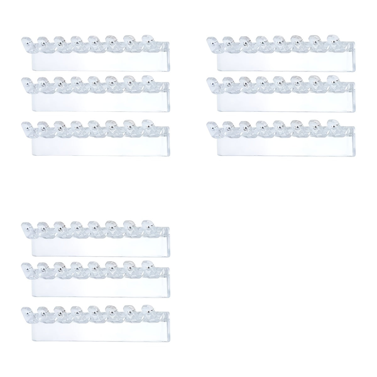 Transparent Acrylic 9pcs 8-Hook Wall-Mounted Jewelry Organizer - Space-Saving Multi-Functional Storage Rack for Necklaces, Bracelets, Earrings, Rings with Polished Hooks, Durable Plastic Design for Small Spaces, Perfect Gift for Living Room, Bedroom, Bath