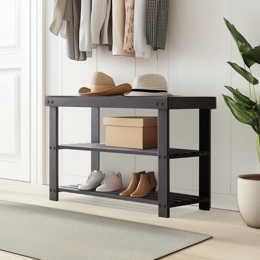 【Deal】3-Layer Natural Bamboo Rectangle Shoe Rack Organizer for Shoe Organization, Sturdy Freestanding Floor Cabinet-Rack, 286lb Max Capacity, 11.3x27.6x17.8in, Easy to Clean, Includes Instructions & Installation Aid, Ideal for Entryway, Bedroom