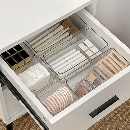6pcs Acrylic Drawer Dividers Organizer, Suitable for Desktop Clutter Storage, Office Stationery Storage, Drawer Cosmetic Storage, Desk & Drawer Organizer for Home Storage