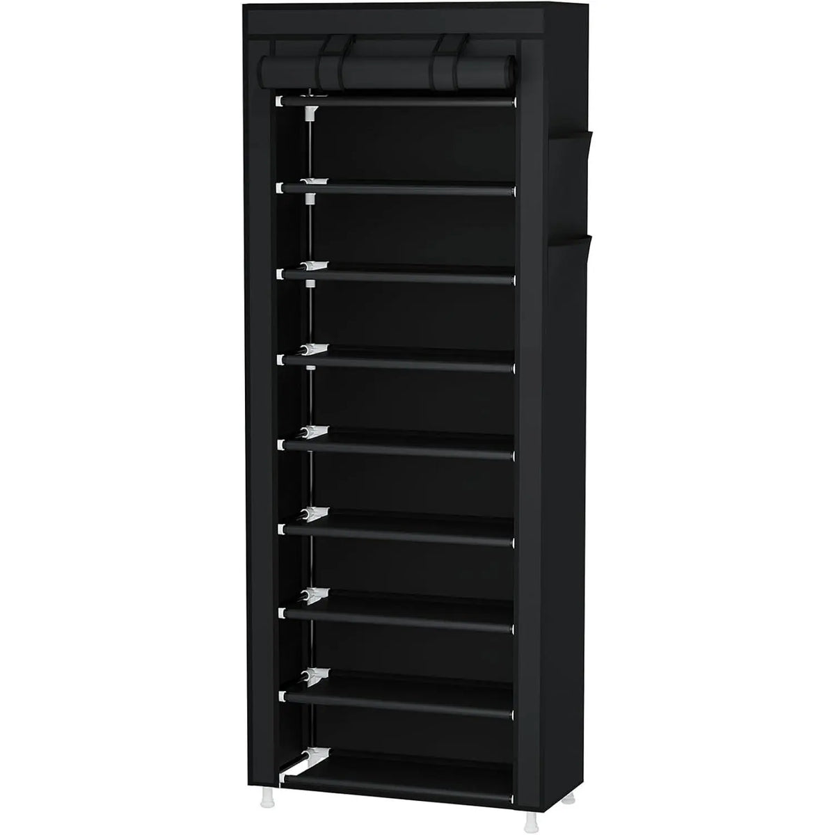 SICANDAENHK 9-Tier Stackable Shoe Rack with Cover - Steel Pipe Rectangle Footwear Storage Solution, Easy Installation Stackable Shoe Organizer, Space-Saving Home Organizer for Entryways, Sneakers, Boots