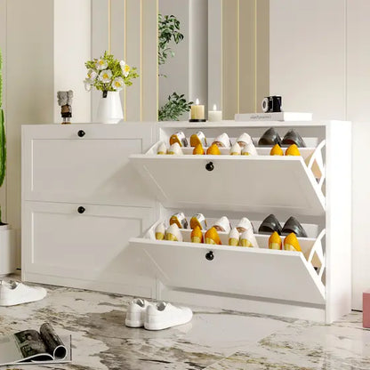 VOWNER Shoes Cabinet with 2 Flip Drawers for Narrow Entryway,Shoe Storage Cabinet Shoe Rack Organizer for Bedroom