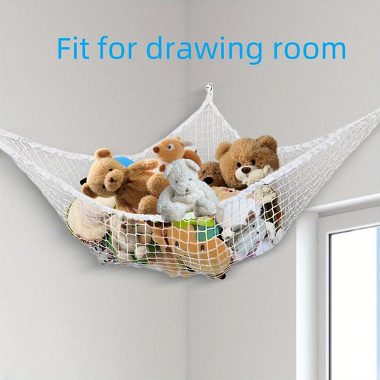 1 Corner Wall Mounted Plush Storage Net, Durable Mesh Plush Display Rack for Bedroom, Living Room, Bathroom And More. Also Suitable for Organizing Christmas, Easter And Thanksgiving Small Items