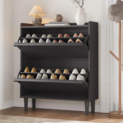 ZR-Garvee Tilt-out drawers Shoe Cabinet with 3 Flip Drawers, Space-saving,22 styles,Adjustable Shelf, Save space，Modern ,Hidden Shoe Storage Organizer for Entryway,aisle cabinet, Hallway and Living Room