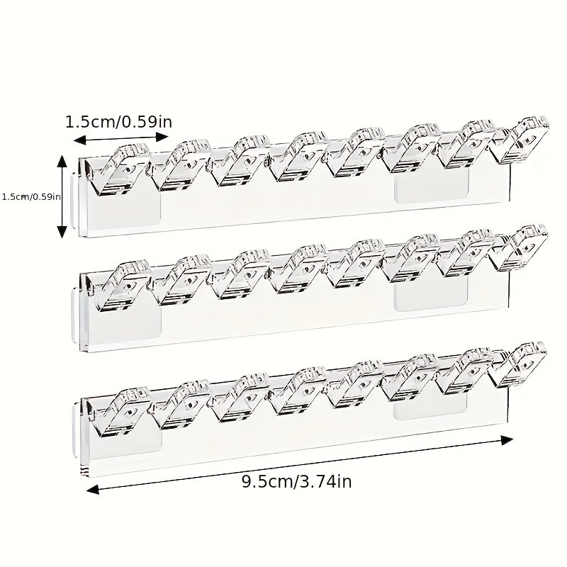 Transparent Acrylic 9pcs 8-Hook Wall-Mounted Jewelry Organizer - Space-Saving Multi-Functional Storage Rack for Necklaces, Bracelets, Earrings, Rings with Polished Hooks, Durable Plastic Design for Small Spaces, Perfect Gift for Living Room, Bedroom, Bath