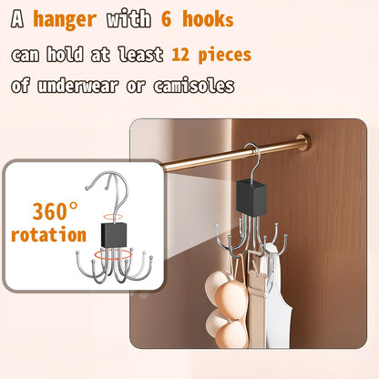 1pc Vest-Style Hanger, Bra Hanger - 360° Rotatable Hook Holds 36 Items, Space-Saving Wardrobe Organizer for Vests, Bras, Scarves, Wallets, Etc. Bra Storage Wardrobe