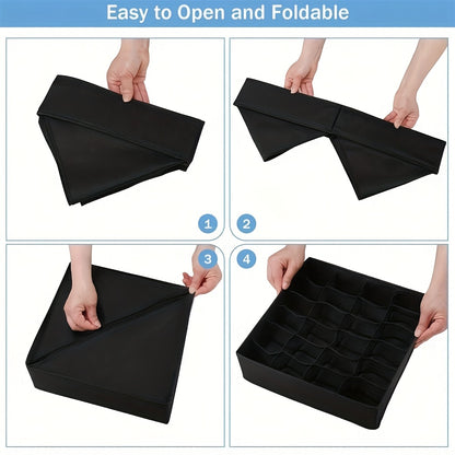 2pcs Storage Box, Drawer Organizer Non-Woven Foldable 24 Slots Suitable for Underwear Bra Socks Tie Wardrobe Storage Space Saving