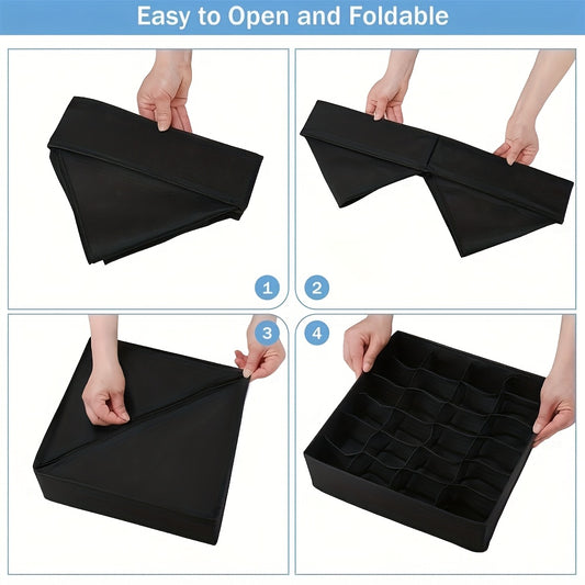 2pcs Storage Box, Drawer Organizer Non-Woven Foldable 24 Slots Suitable for Underwear Bra Socks Tie Wardrobe Storage Space Saving