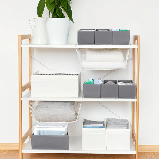 6PCS/12PCS Foldable Fabric Drawer Organizer for Socks Underwear Ties Scarves Dresser Storage Bins Compact & Space-Saving Stackable Folding