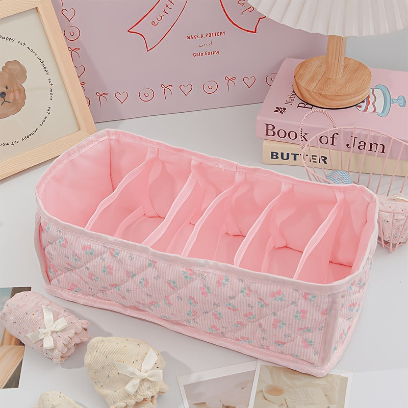 KINGKISS Cute Cartoon Storage Basket with Layered Dividers & Insertable Organizer - Suitable for Underwear, Socks, Clothing,, Snacks, Bra Organizer - Dorm Room Wardrobe Shelf Box, Space-Saving Organizer for And