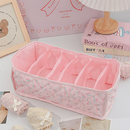 KINGKISS Cute Cartoon Storage Basket with Layered Dividers & Insertable Organizer - Suitable for Underwear, Socks, Clothing,, Snacks, Bra Organizer - Dorm Room Wardrobe Shelf Box, Space-Saving Organizer for And