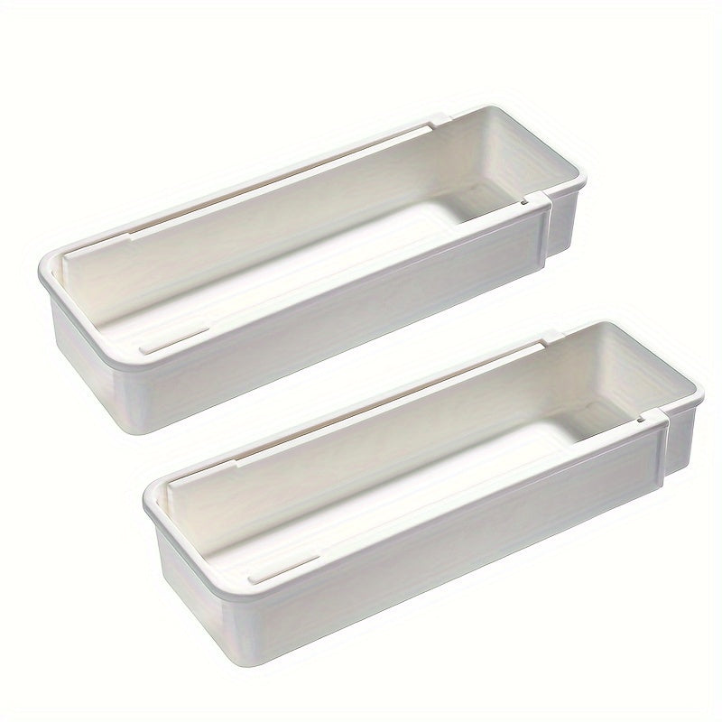1/2 Retractable Drawer Classification Storage Box, Kitchen Tableware Bowl and Chopstick Divider Storage Box, Stationery Storage Container, for Home, Dormitory and Office