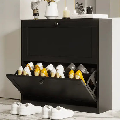 VOWNER Shoes Cabinet with 2 Flip Drawers for Narrow Entryway,Shoe Storage Cabinet Shoe Rack Organizer for Bedroom