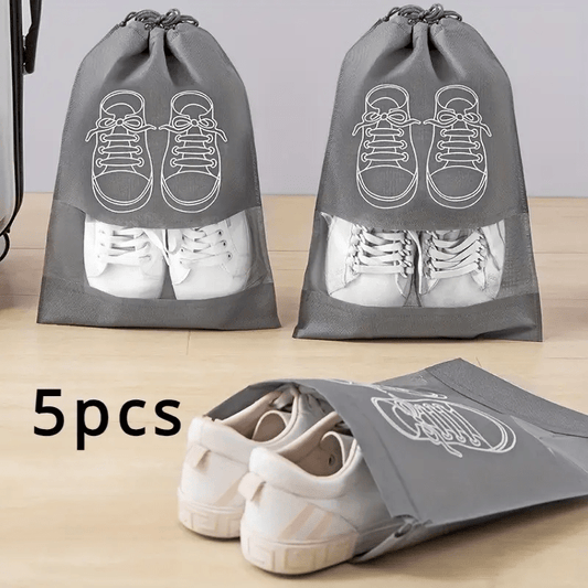 1/5 Heavy-Duty Clear Travel Storage Bags - Sturdy Construction with Zipper Opening - Heavy-Duty Luggage Organizer, Shoe And Luggage Protector - Space-Saving Compact Design, with Durable Zipper Closure