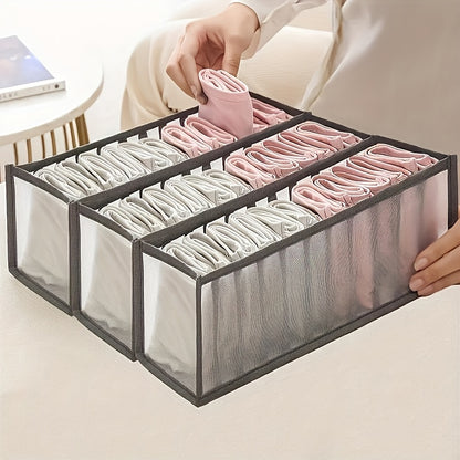 3pcs Space-Saving Mesh Socks, Underwear, And Belt Organizer - Nylon Drawer Divider, 7 Grids, 11 Grids