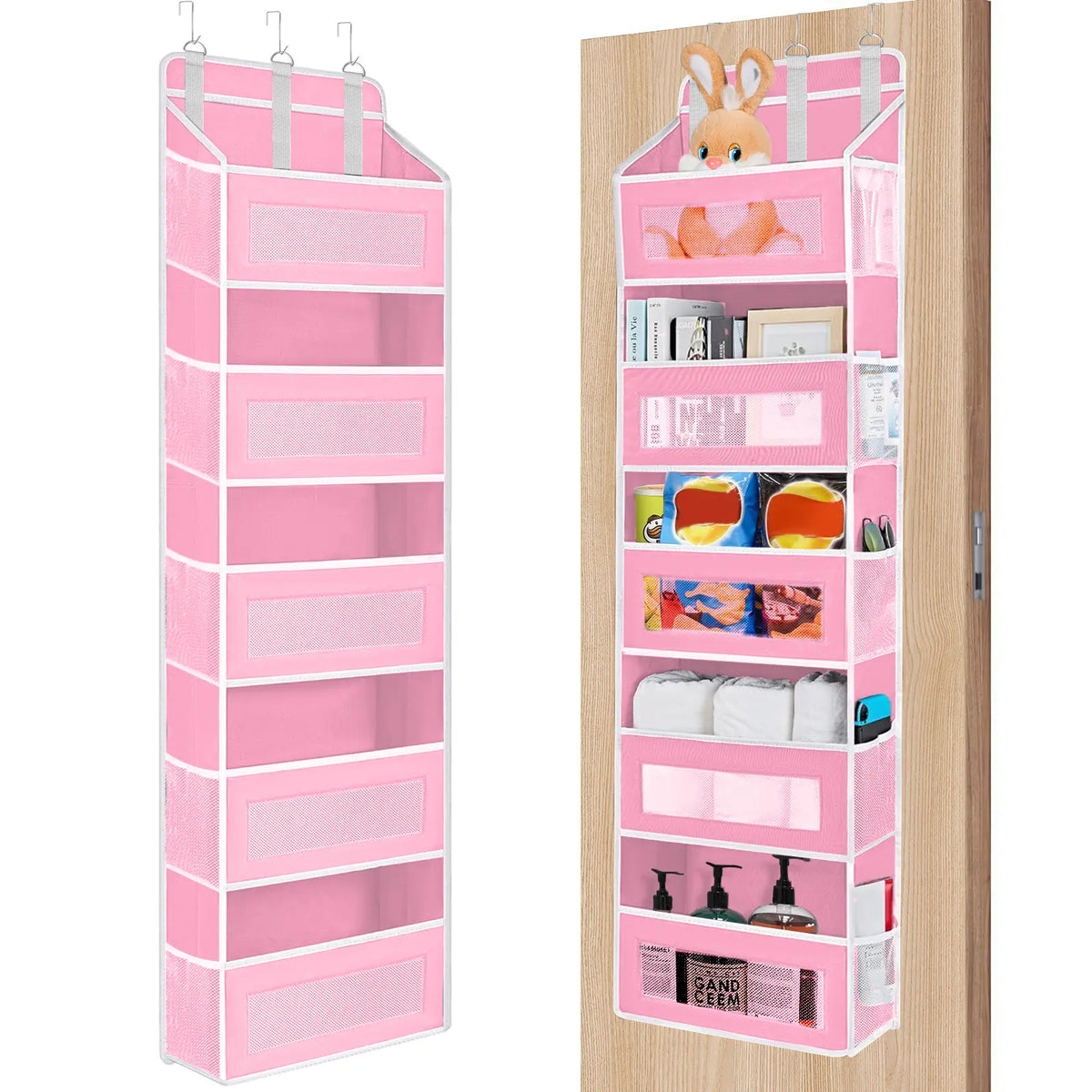 Over The Door Space Saving Organizer - 6-Tier Hangable Storage Organization with 6 Large Pockets, Mesh Side Pockets, Anti-Tilt Design, 44 lb Capacity, Shelves, Apartment Accessories for Bedroom, Kitchen,#SummerWins #DealsForYouDays