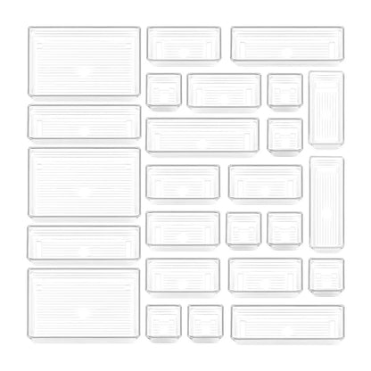 Clear Plastic Drawer Organizer Tray for Makeup, Kitchen Utensils, Jewelries and Gadgets