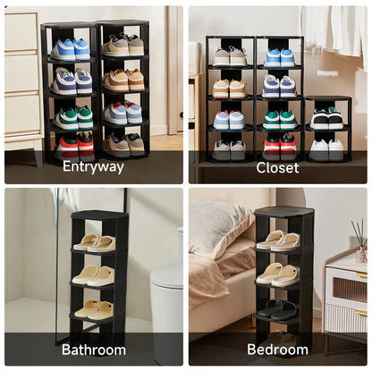 UFORU Small shoe rack, 6/9-layer plastic vertical shoe rack for small spaces, Footwear Organization,shoe rack,shoe cabinet storage,dorm room inspo,college dorm essentials,dorm haul