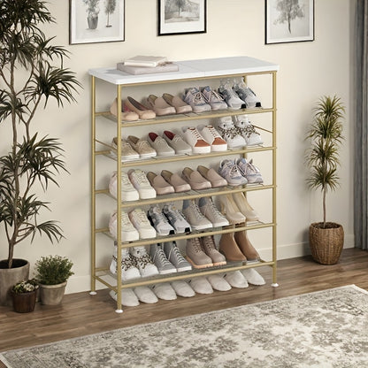 4-Tier 5-Tier 6-Tier Metal Shoe Rack Organizer, Decorations For Home, 28.15" / 35.82" / 45.3" Large Stable Stackable Shoe Tower, Room Decor, Suitable For Entrance Wardrobes, Bedroom Garages, Space Saving