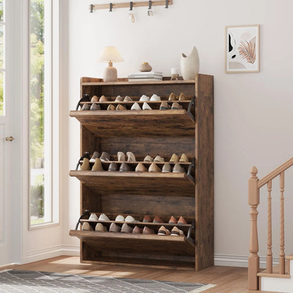 ZR-Garvee Tilt-out drawers Shoe Cabinet with 3 Flip Drawers, Space-saving,22 styles,Adjustable Shelf, Save space，Modern ,Hidden Shoe Storage Organizer for Entryway,aisle cabinet, Hallway and Living Room