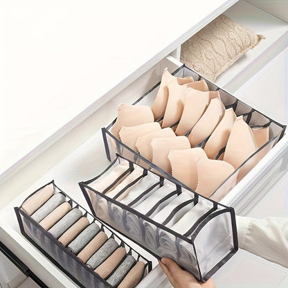 3pcs STORAGE ORGANIZER Set with 6, 7, and 11 Compartments for Underwear, Socks, Bras, Foldable Drawer Dividers, Closet Storage Boxes, and Storage Containers