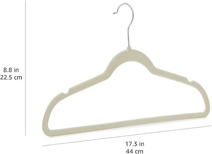 Amazon Basics Slim Velvet Non-Slip Space Saving Suit Clothes Hangers, Closet Organizer, Ivory/Beige, 30-Pack