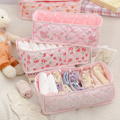 KINGKISS Cute Cartoon Storage Basket with Layered Dividers & Insertable Organizer - Suitable for Underwear, Socks, Clothing,, Snacks, Bra Organizer - Dorm Room Wardrobe Shelf Box, Space-Saving Organizer for And