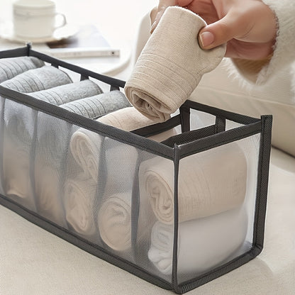3pcs Space-Saving Mesh Socks, Underwear, And Belt Organizer - Nylon Drawer Divider, 7 Grids, 11 Grids