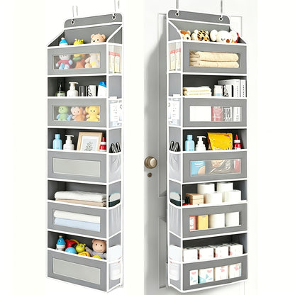 Over The Door Organizer Storage, 5 Shelf Hanging Door Organizer With 10 Large Capacity Pockets, No Drilling Required Anti Tilt 44 Lb Load Behind Door Storage For Bedroom, Bathroom, Pantry, Nursery, Child Children Nursery