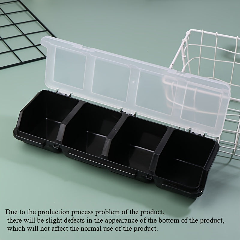 [Screw Organizer Storage Box] 4-Compartment Screw Organizer - Small Parts & Mini Tool 4-Grid Divider Storage Box for Garage, Nail Craft Tool Organization - Tool Cart, Cabinet, Workbench Drawer - Black | Gray Optional