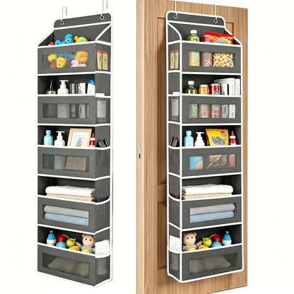 Over The Door Organizer Storage, 5 Shelf Hanging Door Organizer With 10 Large Capacity Pockets, No Drilling Required Anti Tilt 44 Lb Load Behind Door Storage For Bedroom, Bathroom, Pantry, Nursery, Child Children Nursery