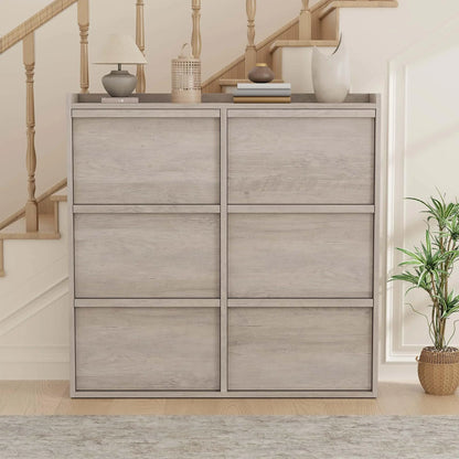 ZR-Garvee Tilt-out drawers Shoe Cabinet with 3 Flip Drawers, Space-saving,22 styles,Adjustable Shelf, Save space，Modern ,Hidden Shoe Storage Organizer for Entryway,aisle cabinet, Hallway and Living Room
