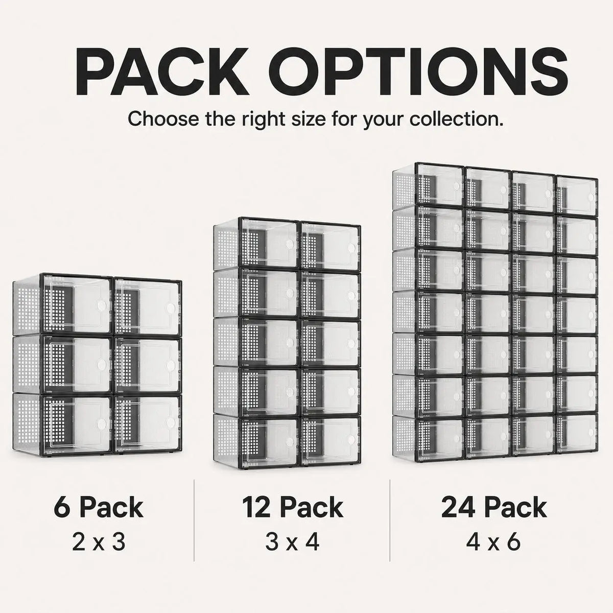 Stackable Plastic Shoe Storage Boxes with Front Flip-Top Design, Black/White Frame, Dustproof Sneaker Display