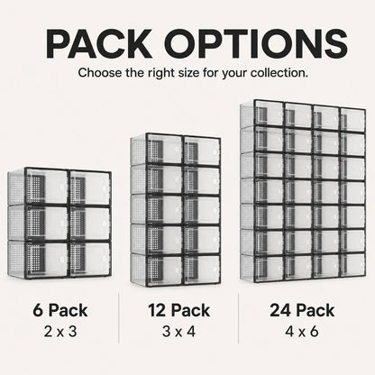 Stackable Plastic Shoe Storage Boxes with Front Flip-Top Design, Black/White Frame, Dustproof Sneaker Display