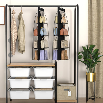 Closet 2 Packs 8 Pockets Black Handbag Hanging Purse Organizer for, Purse Storage, Purse Hanger And Handbag Organizer for Space Saving