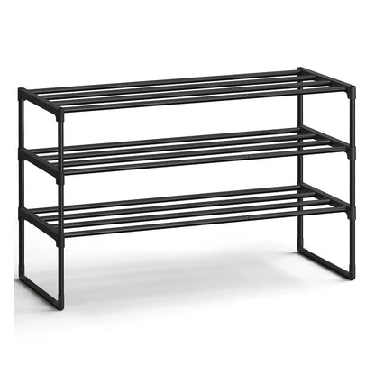 SONGMICS 3-Tier Stackable Vertical Metal Shoe Rack - Single Unit Home Accessory, Upright/Inverted Entryway Furniture, 16-20 Pair Storage, Room Storage Organizer, Apartment Accessories, 11.8x36.2x21.7 in