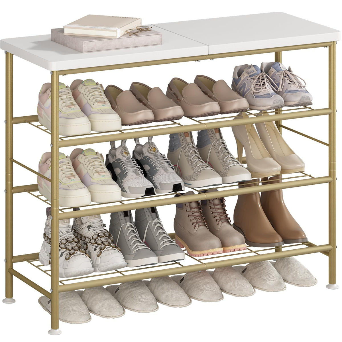 4-Tier 5-Tier 6-Tier Metal Shoe Rack Organizer, Decorations For Home, 28.15" / 35.82" / 45.3" Large Stable Stackable Shoe Tower, Room Decor, Suitable For Entrance Wardrobes, Bedroom Garages, Space Saving