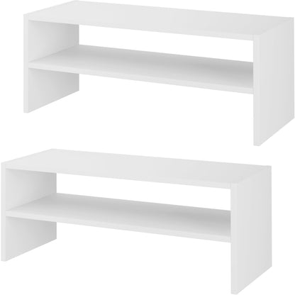 Whitmor Wood Stackable 2-Shelf Shoe Rack, White, 24 inches