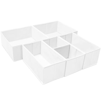 Criusia Foldable Underwear Drawer Organizer, Closet Dividers, Storage Box for Clothes, Socks (6 Bins, Gray)